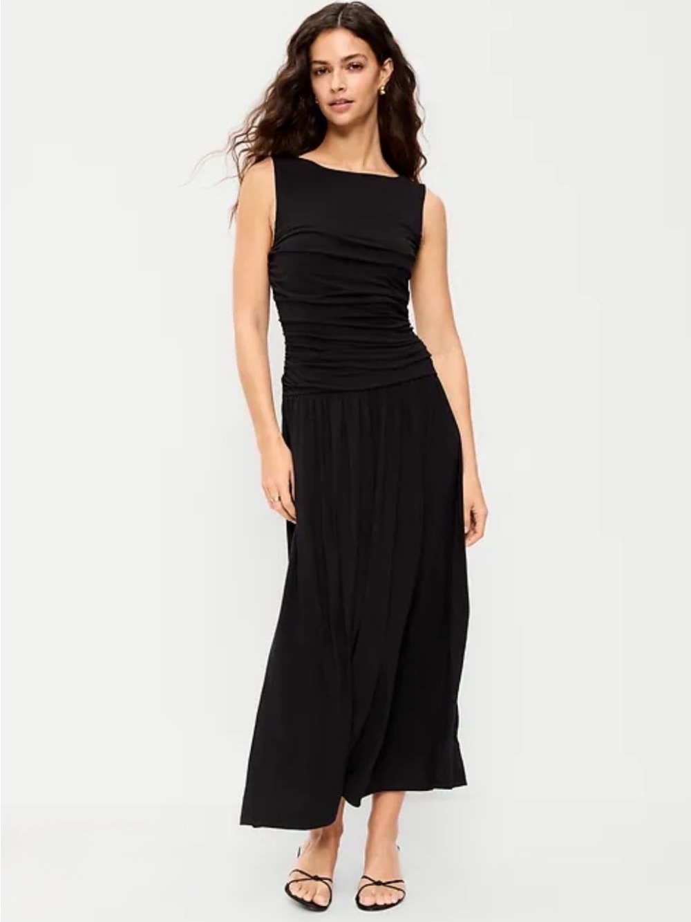 Old Navy Black Sleeveless Ruched Maxi Dress